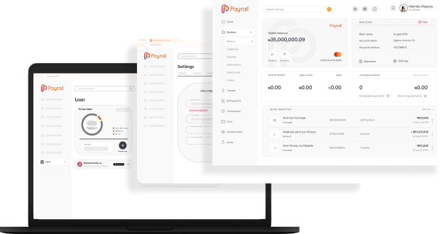 payrail business dashboard screenshot